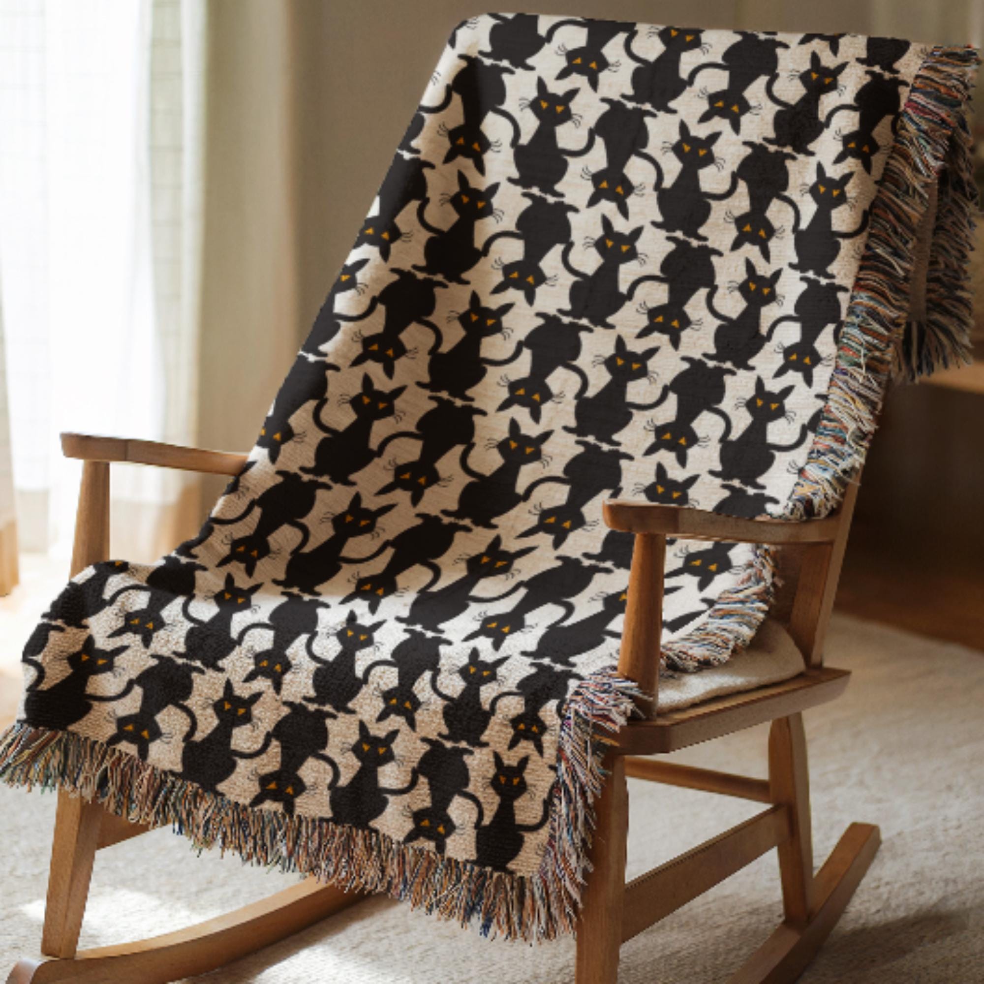 Black Cats Woven Blanket