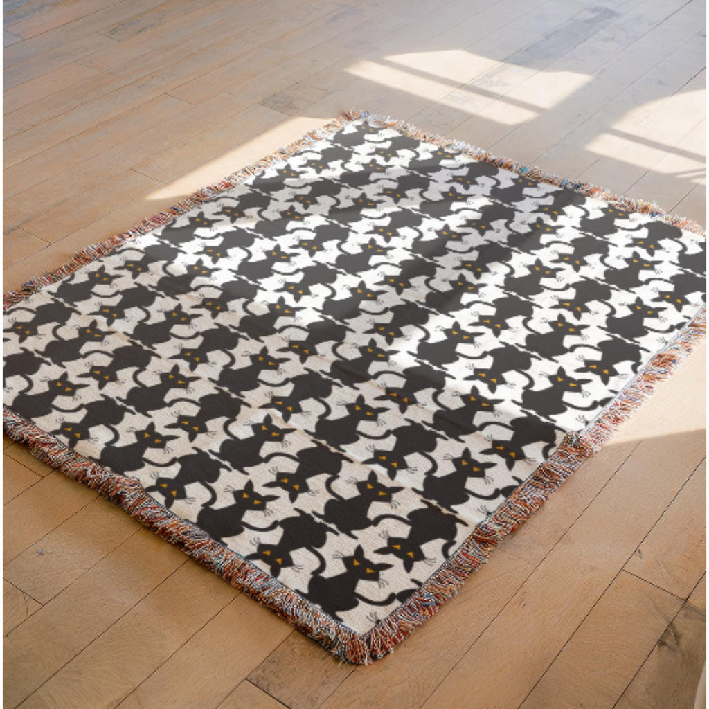 Black Cats Woven Blanket