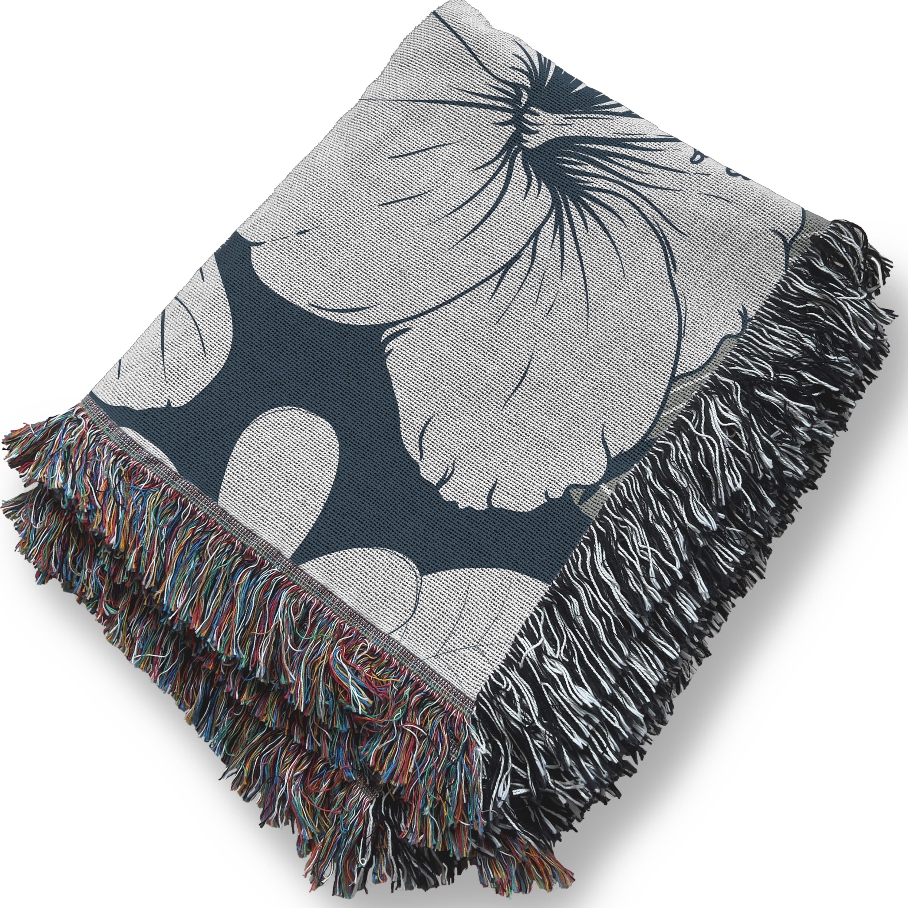 Blue Hibiscus Woven Blanket