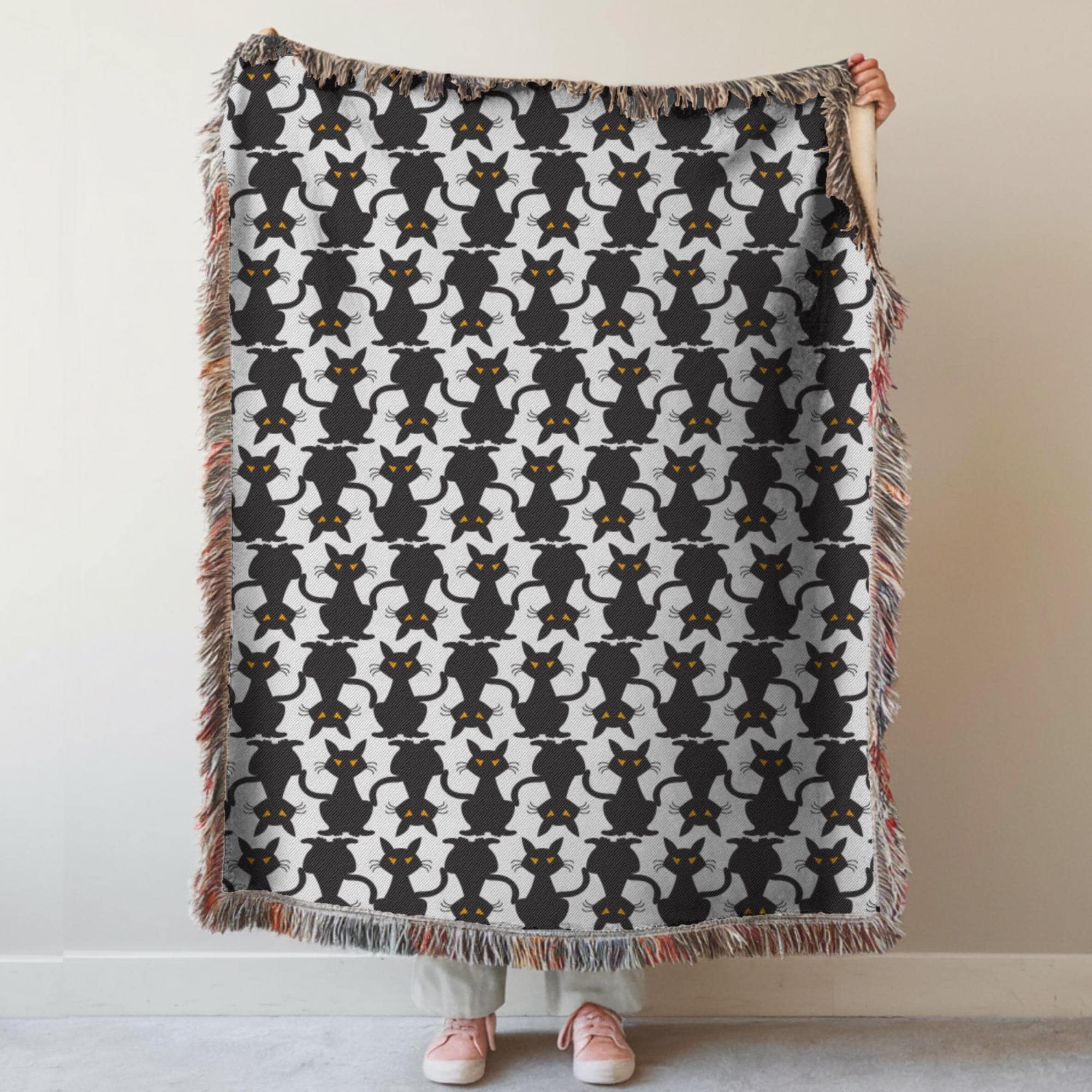 Black Cats Woven Blanket