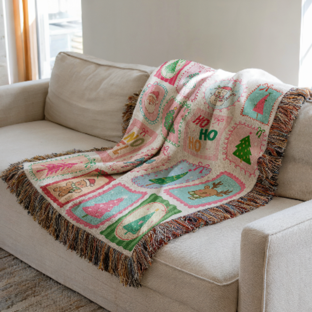 Pink Coquette Christmas Woven Blanket