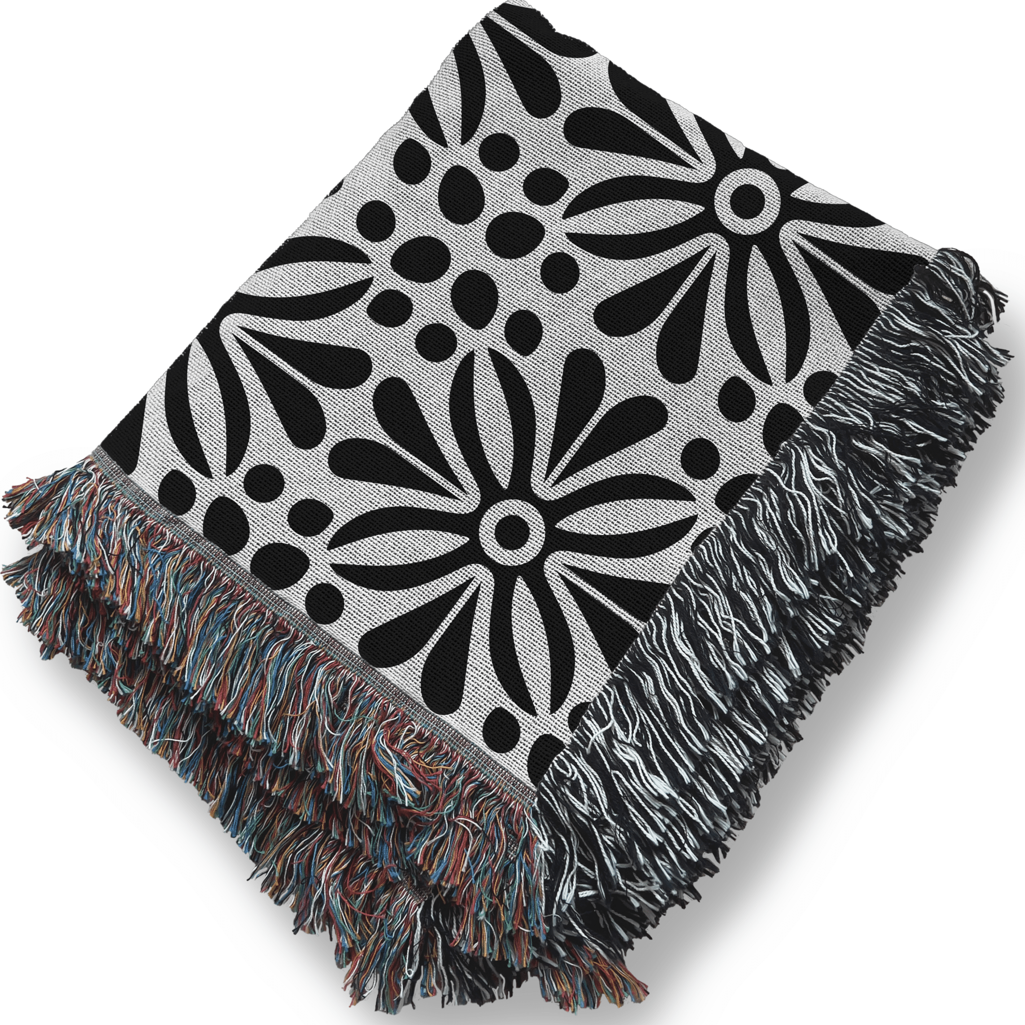 Black Abstract Floral Woven Blanket - Ceelily Inspire