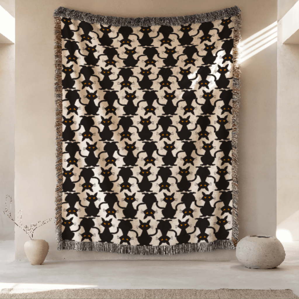Black Cats Woven Blanket - Ceelily Inspire