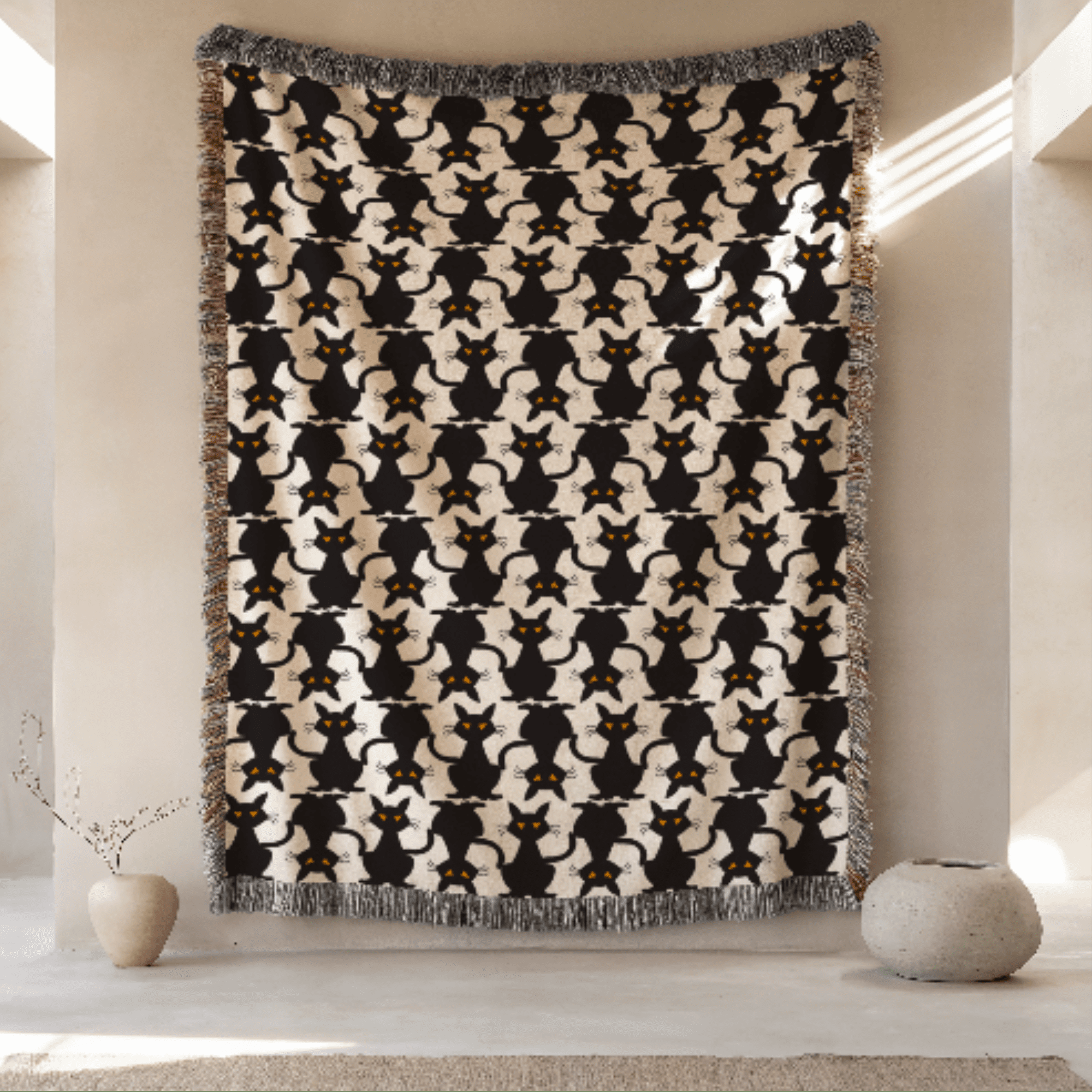 Black Cats Woven Blanket - Ceelily Inspire