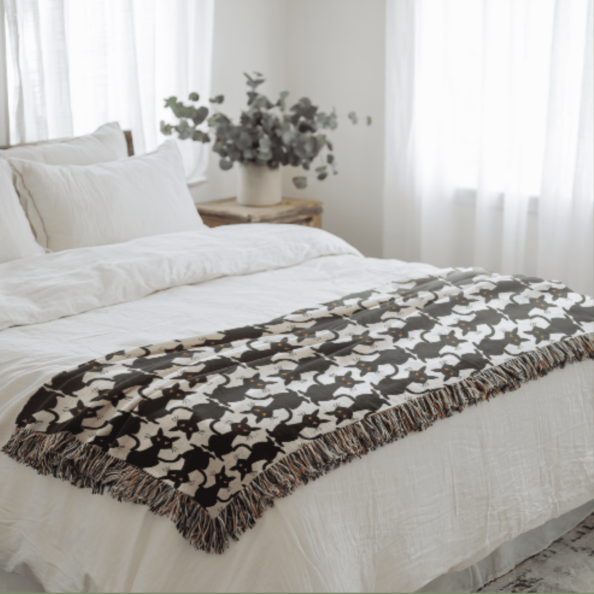 Black Cats Woven Blanket - Ceelily Inspire