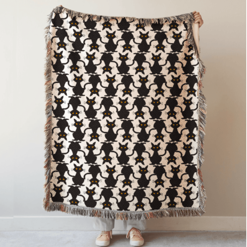 Black Cats Woven Blanket - Ceelily Inspire