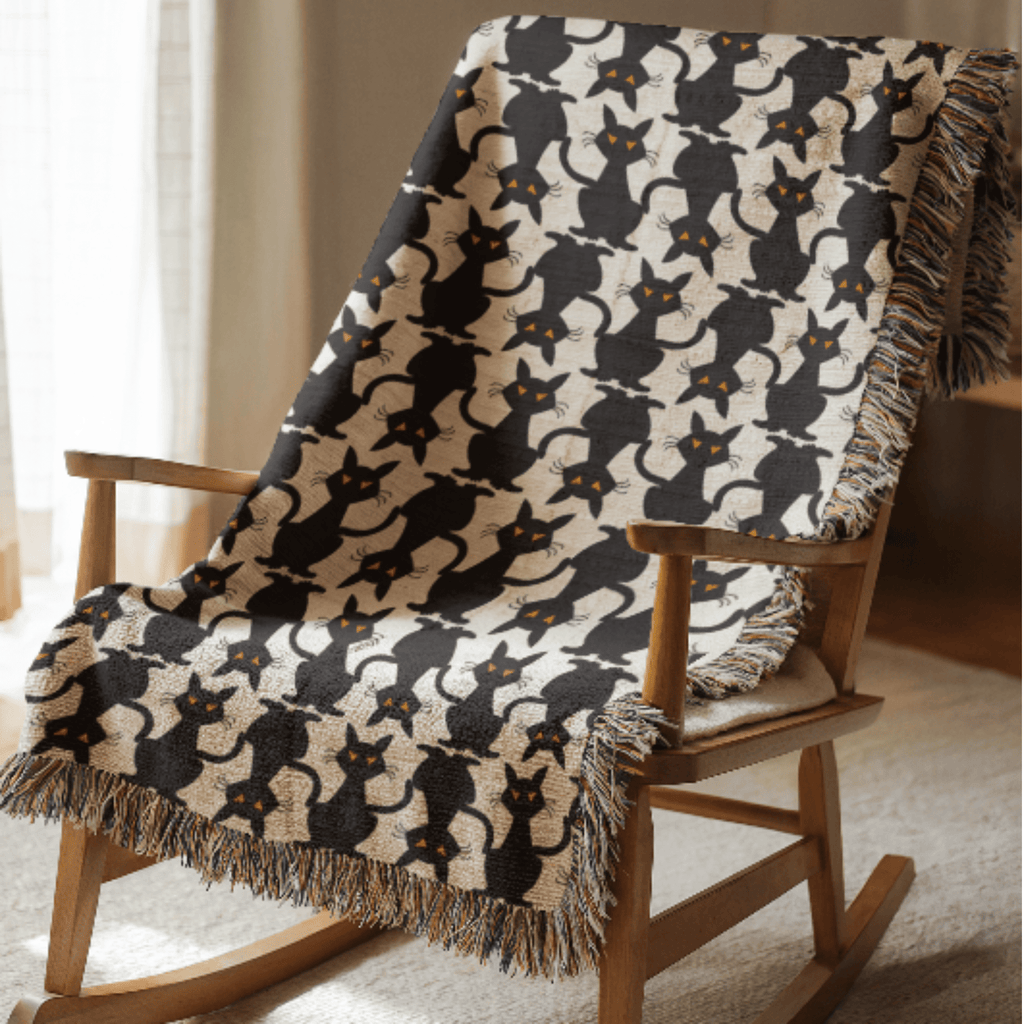 Black Cats Woven Blanket - Ceelily Inspire