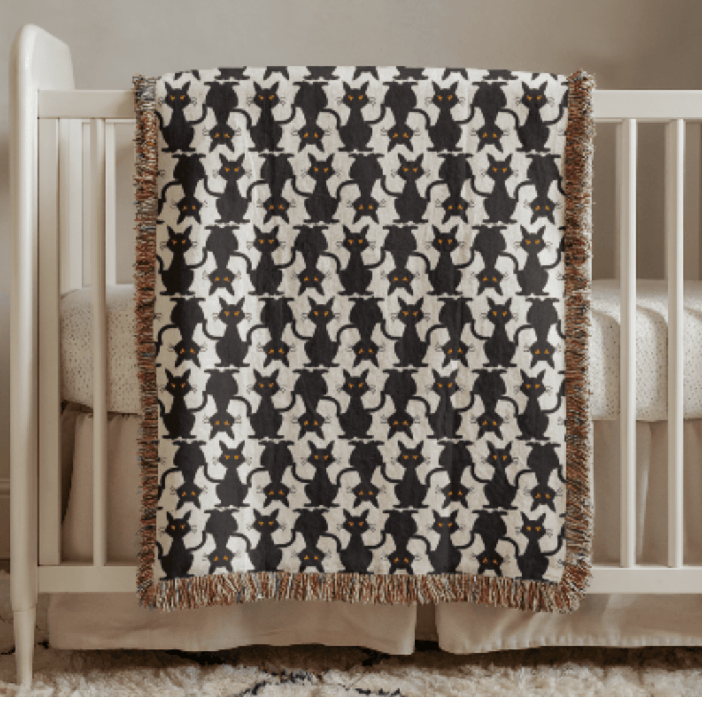 Black Cats Woven Blanket - Ceelily Inspire