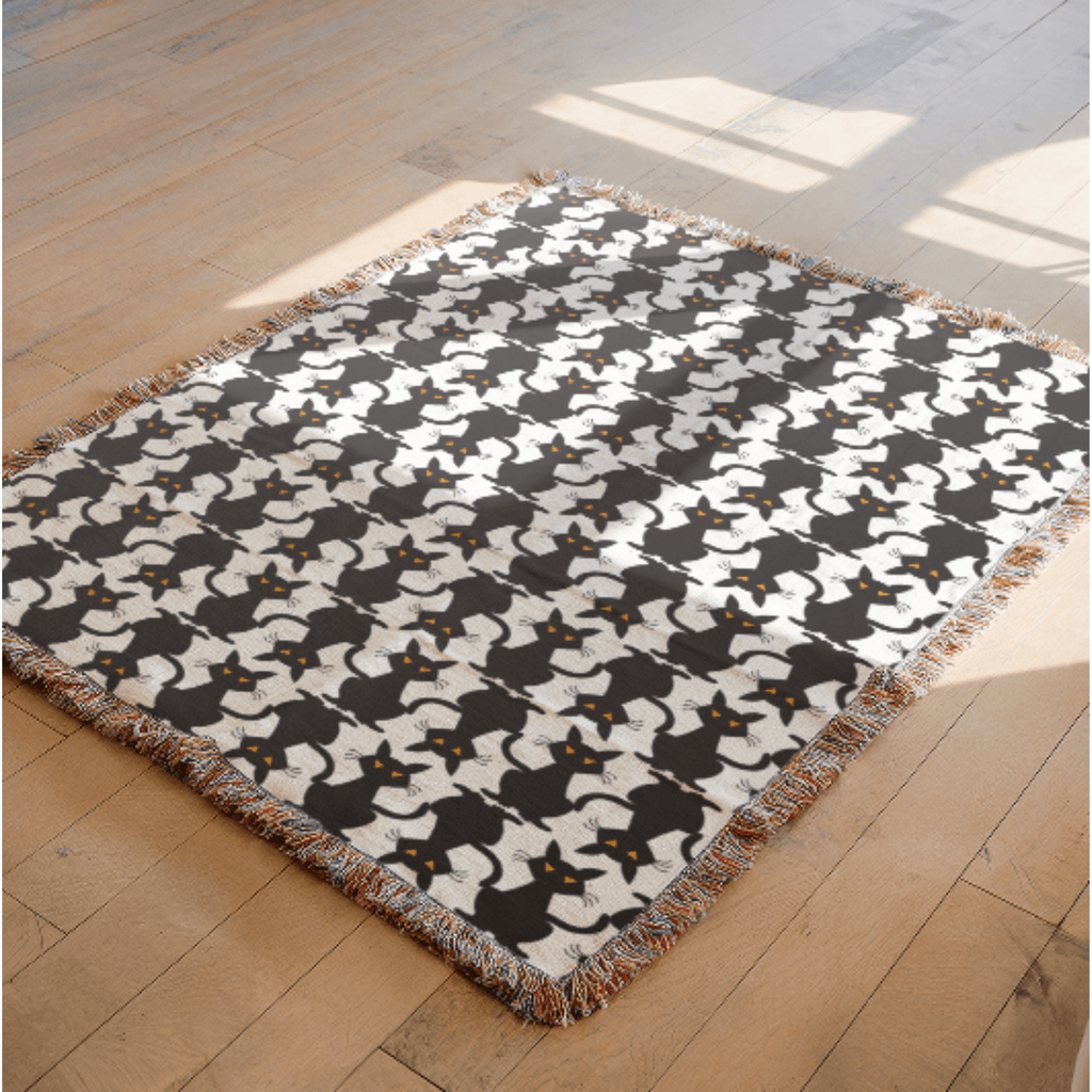Black Cats Woven Blanket - Ceelily Inspire