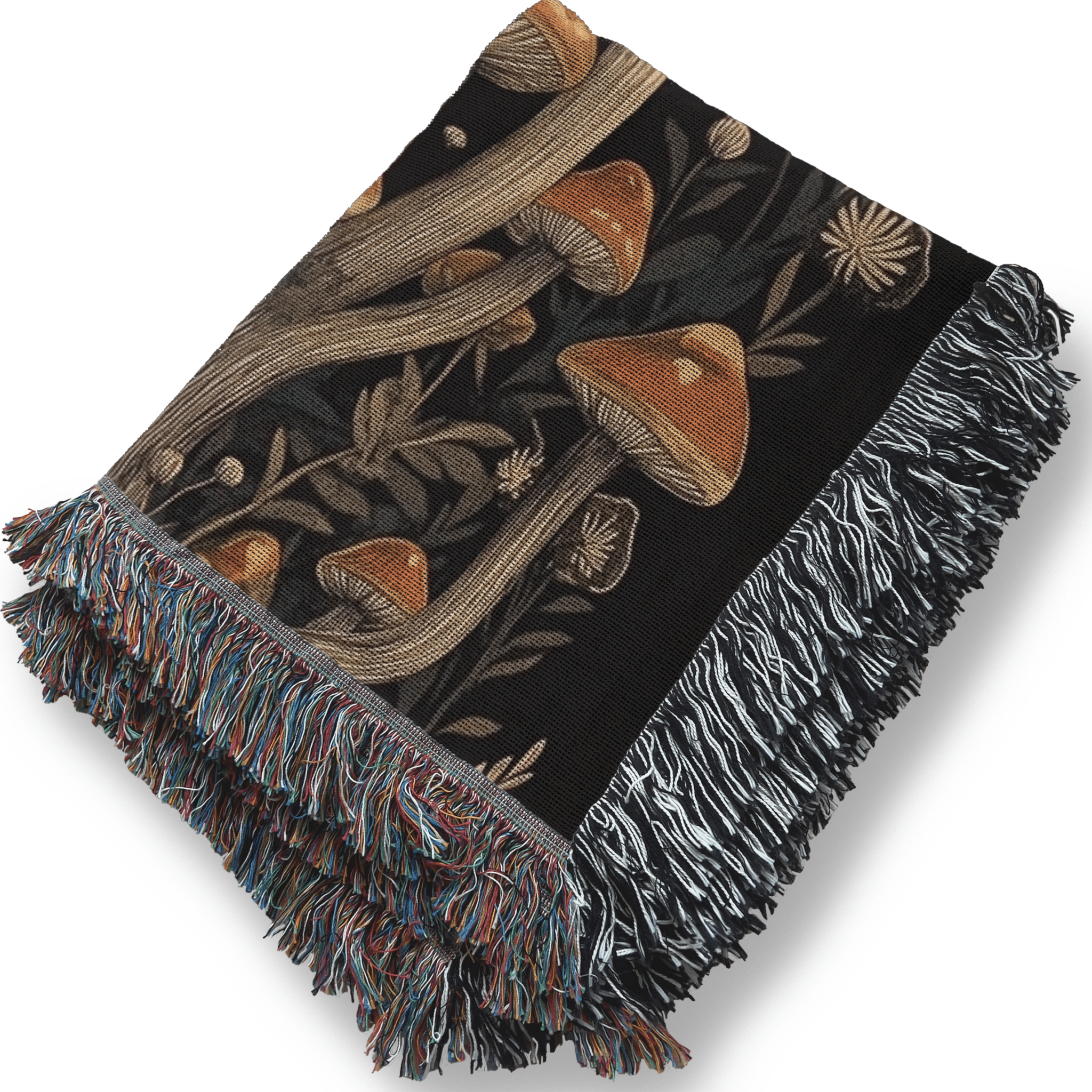 Black Gothic Mushrooms Woven Blanket - Ceelily Inspire