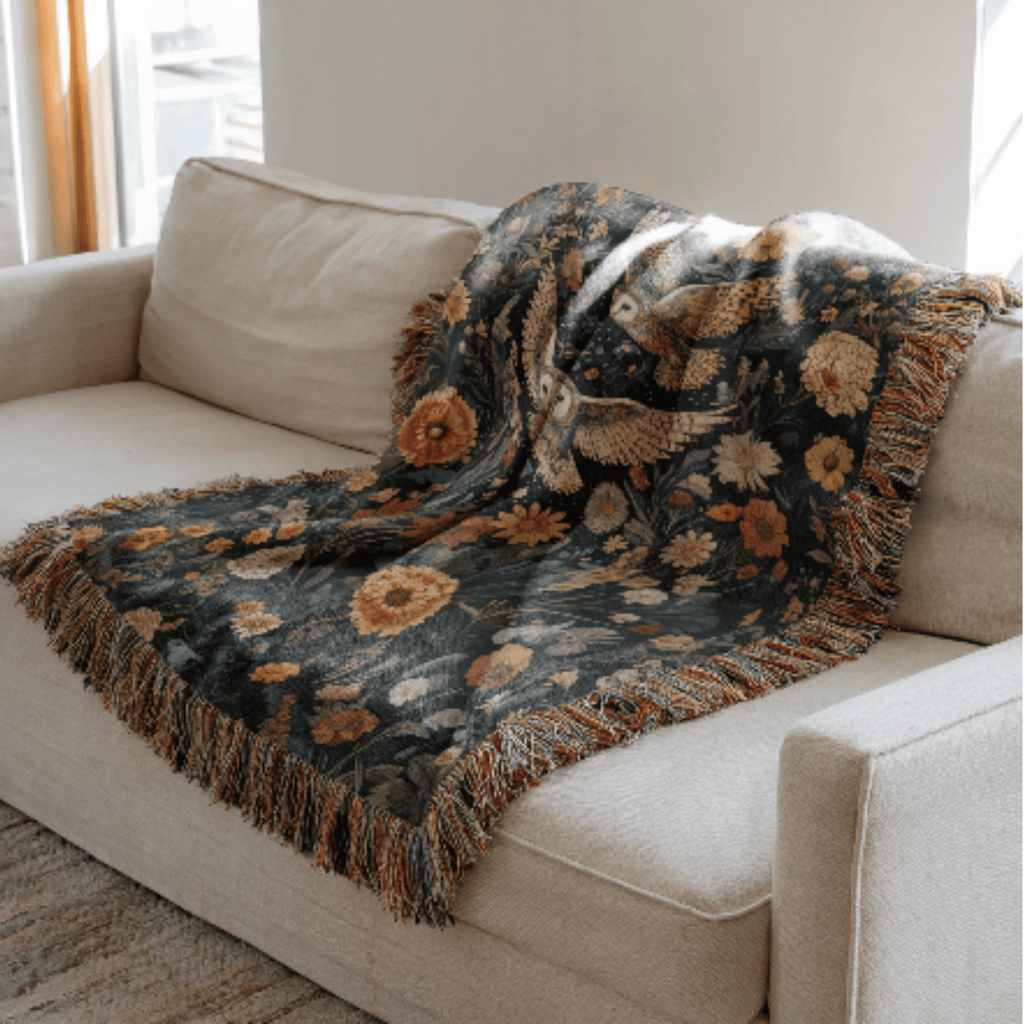 Floral Owls Woven Blanket - Ceelily Inspire