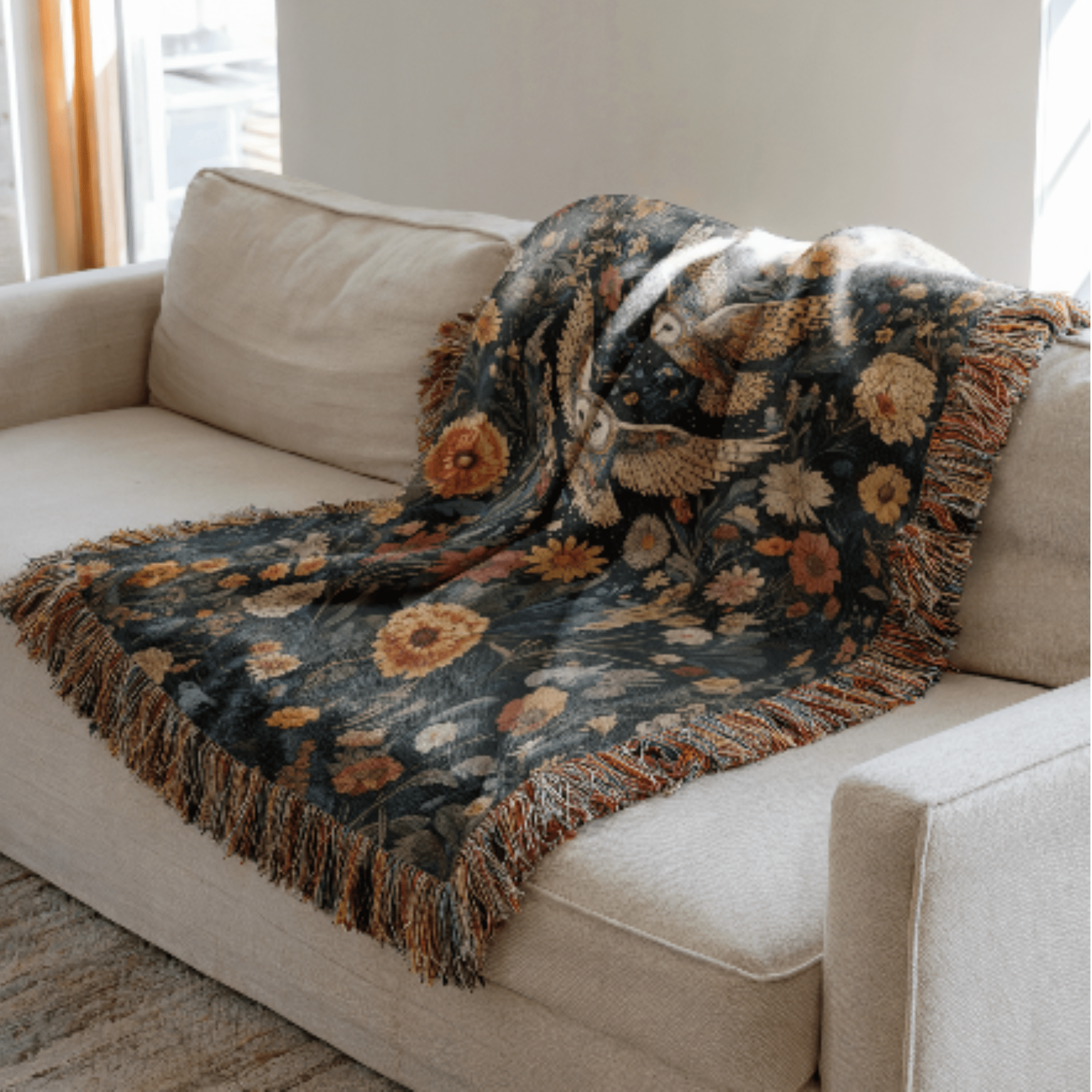 Floral Owls Woven Blanket - Ceelily Inspire