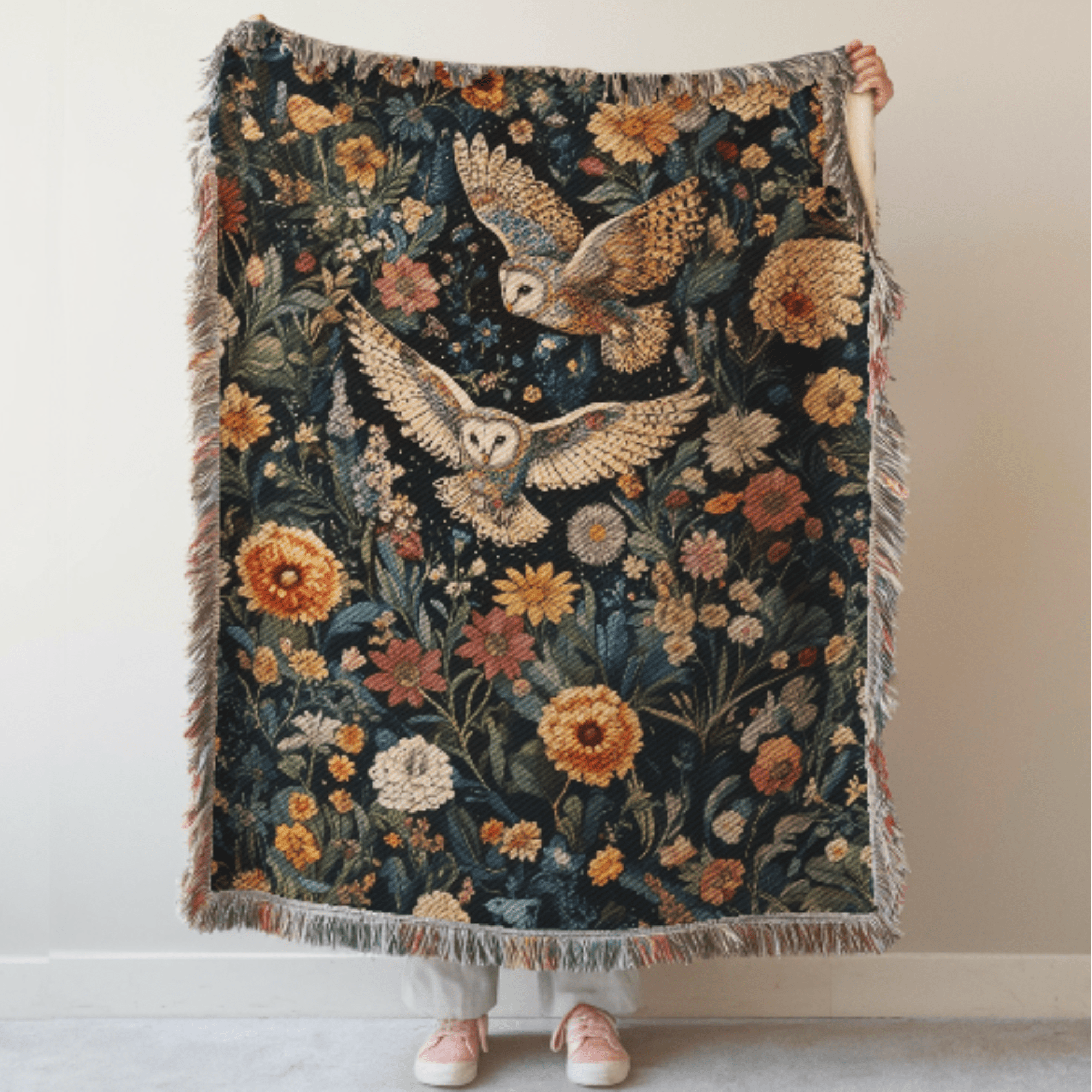 Floral Owls Woven Blanket - Ceelily Inspire