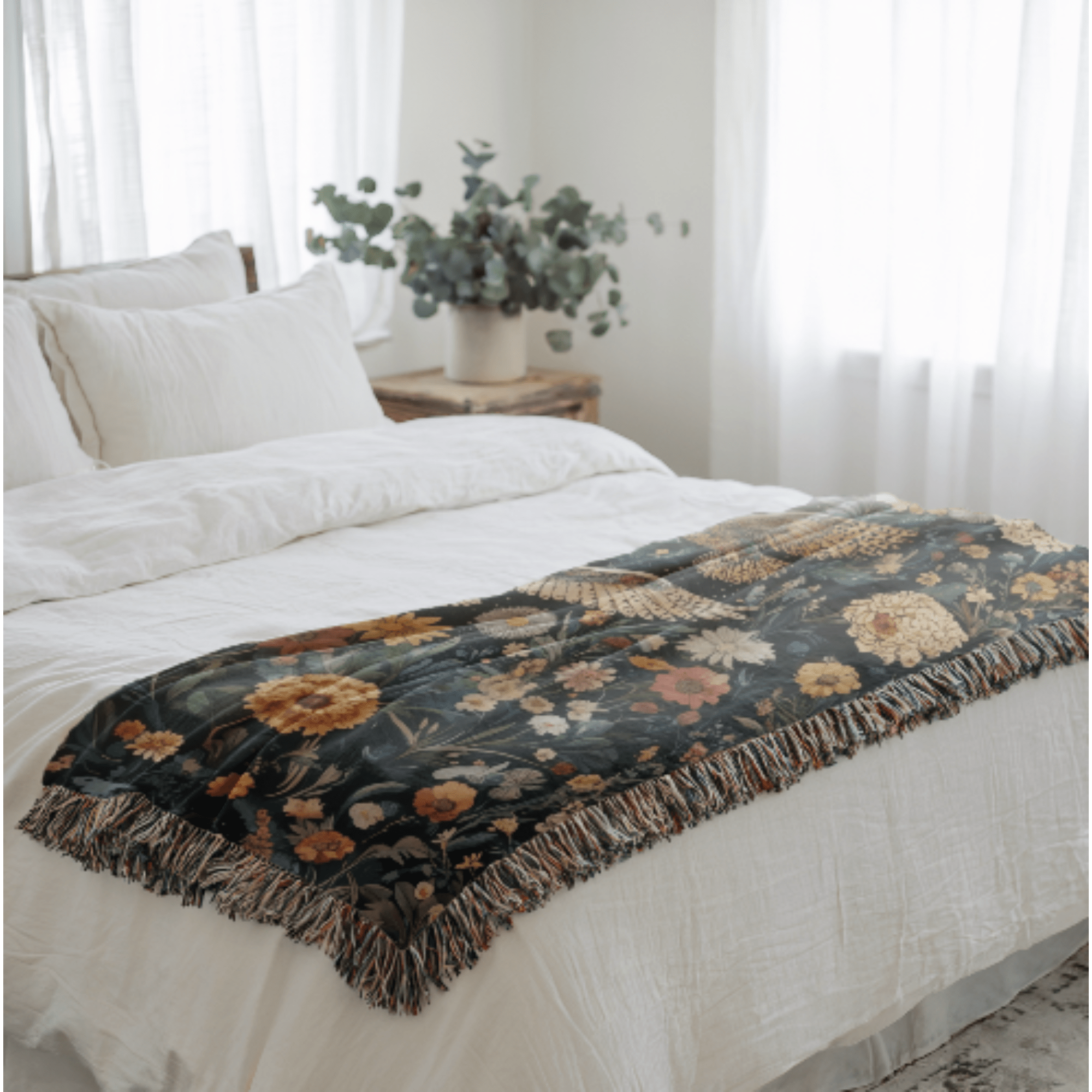 Floral Owls Woven Blanket - Ceelily Inspire