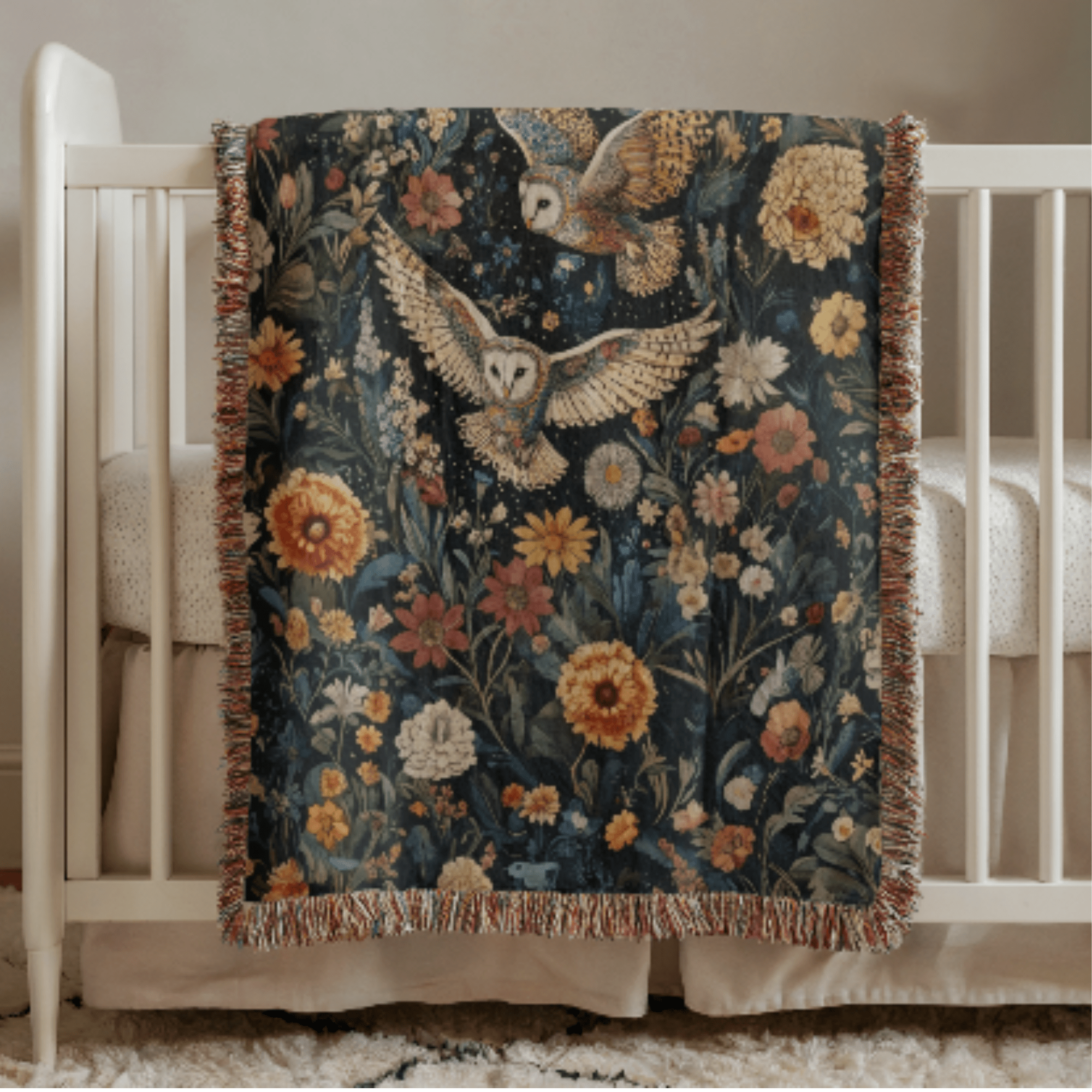 Floral Owls Woven Blanket - Ceelily Inspire