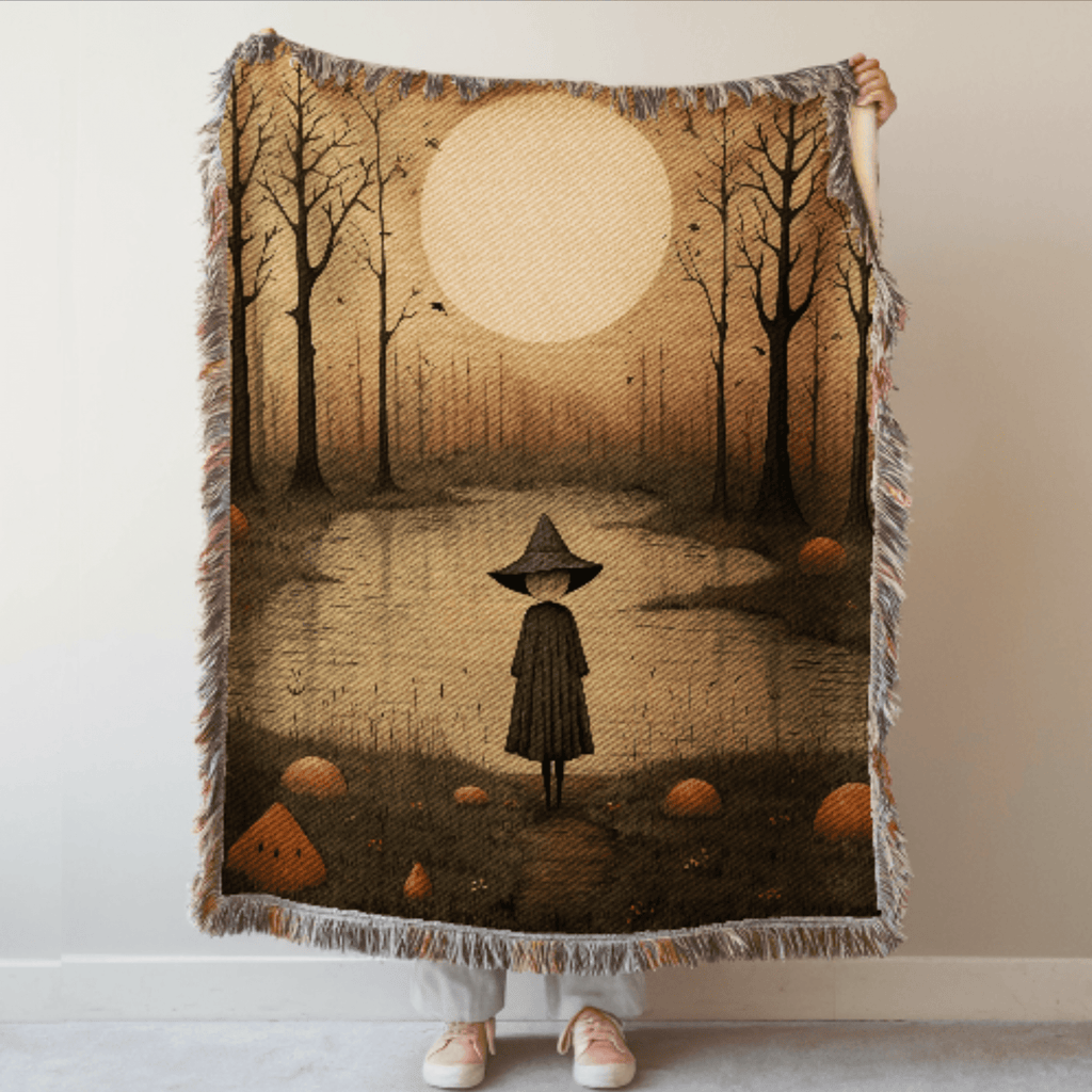 Forest Witch Silhouette Woven Blanket - Ceelily Inspire