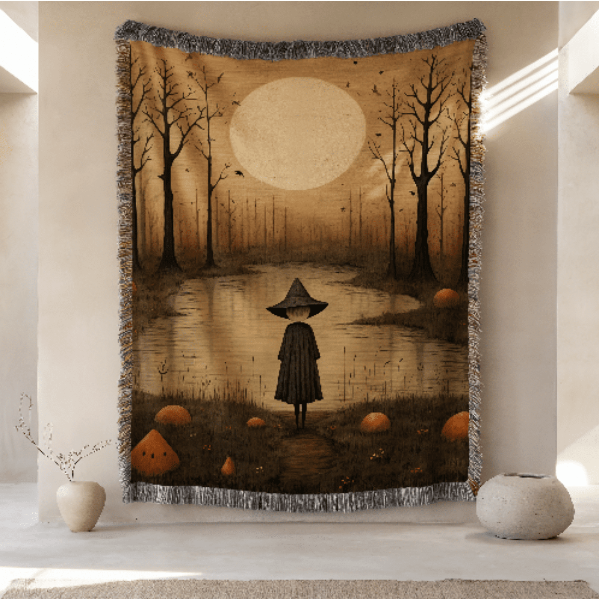 Forest Witch Silhouette Woven Blanket - Ceelily Inspire