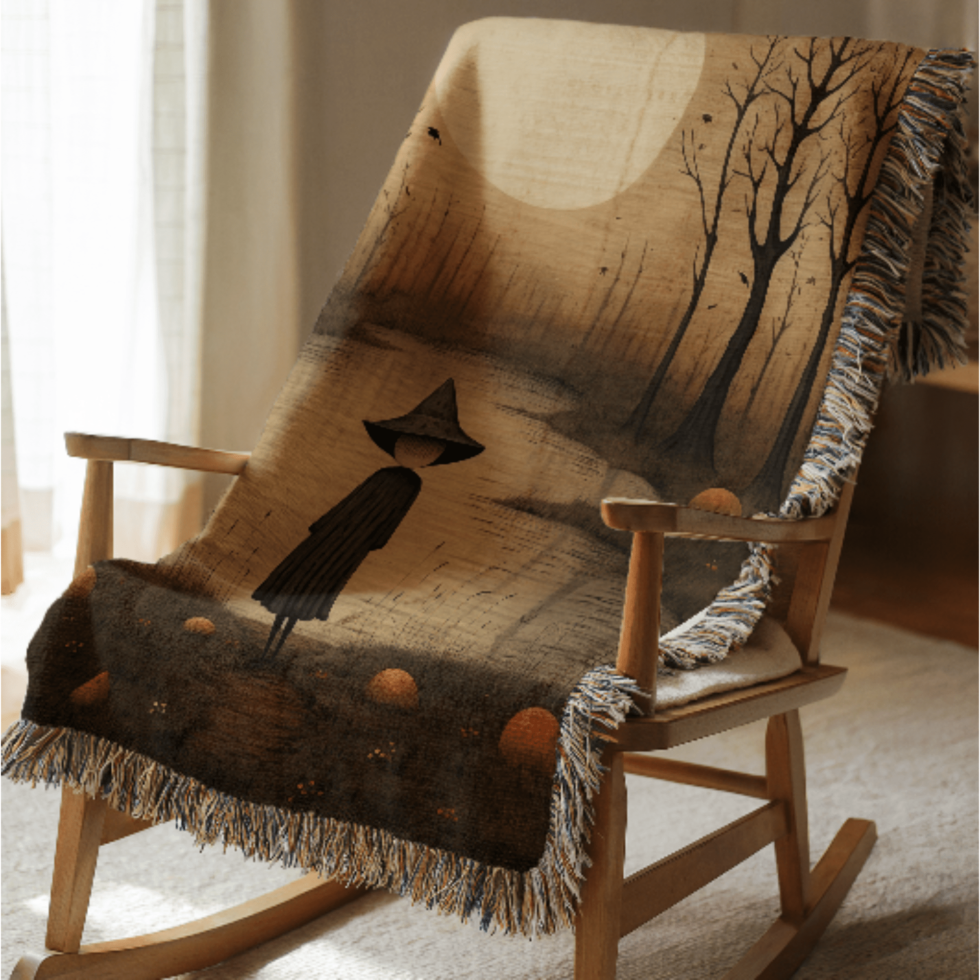 Forest Witch Silhouette Woven Blanket - Ceelily Inspire