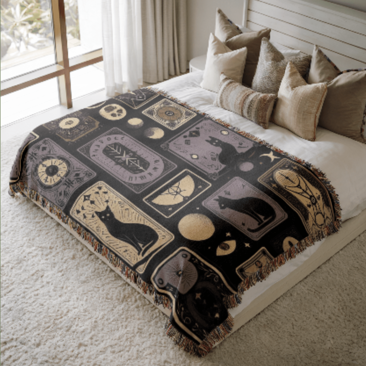 Gothic Black Cat Woven Blanket - Ceelily Inspire