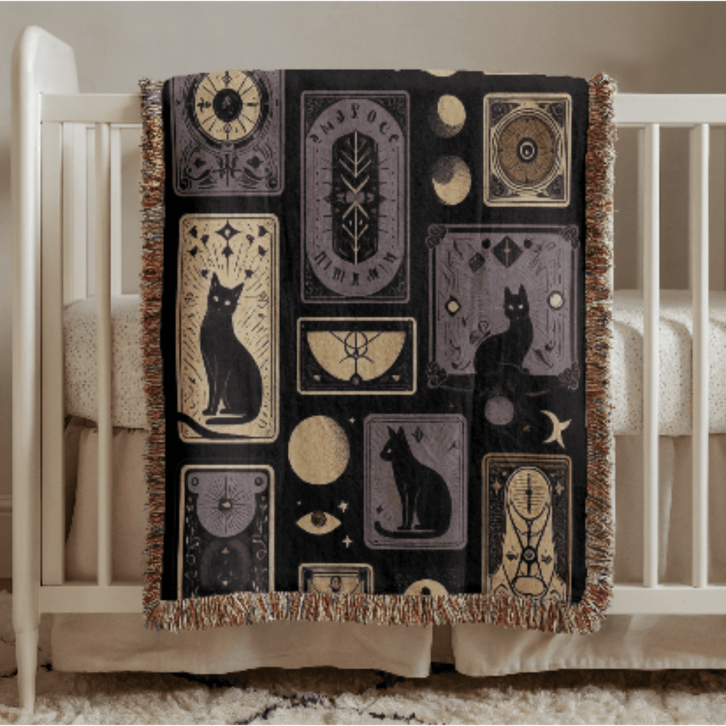 Gothic Black Cat Woven Blanket - Ceelily Inspire