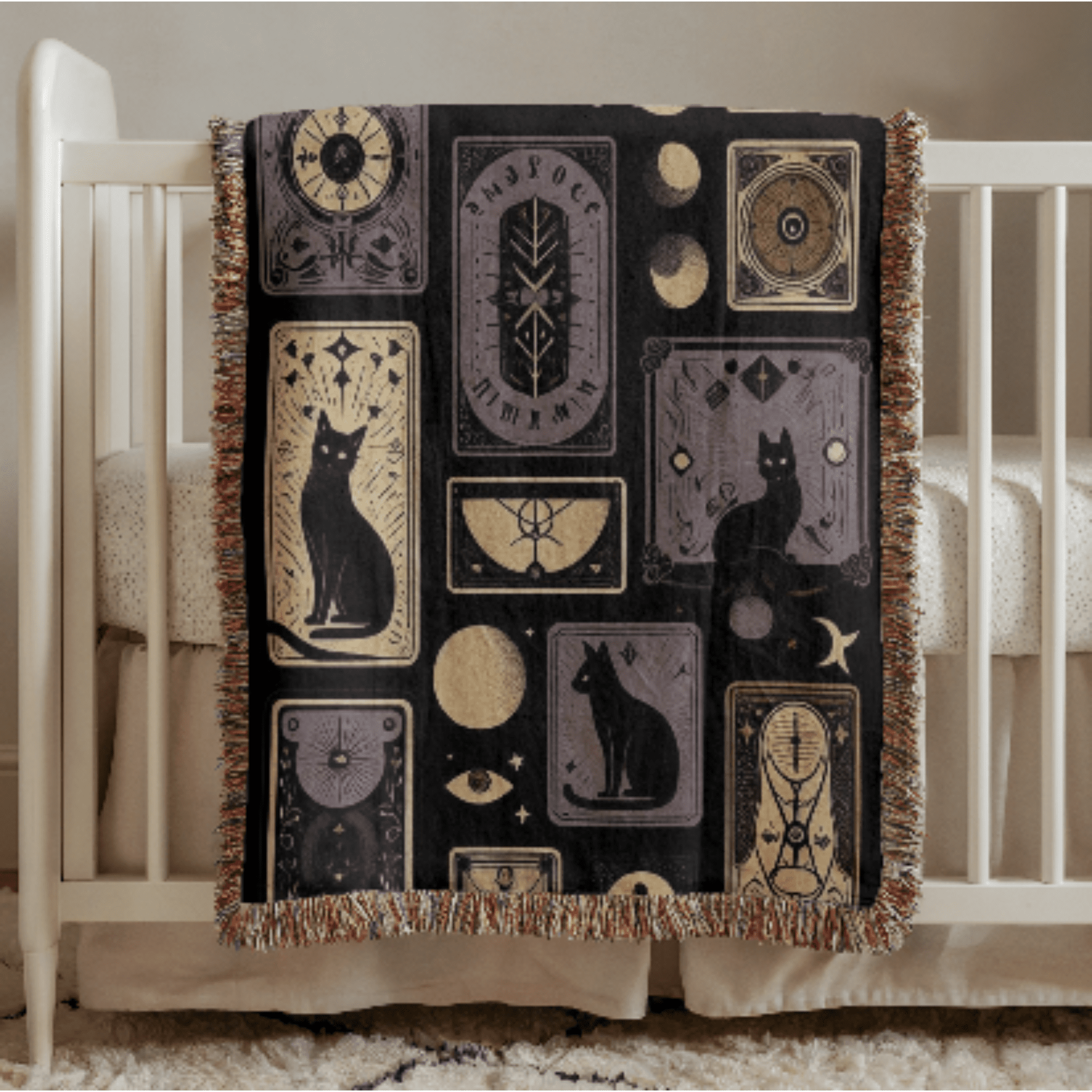 Gothic Black Cat Woven Blanket - Ceelily Inspire