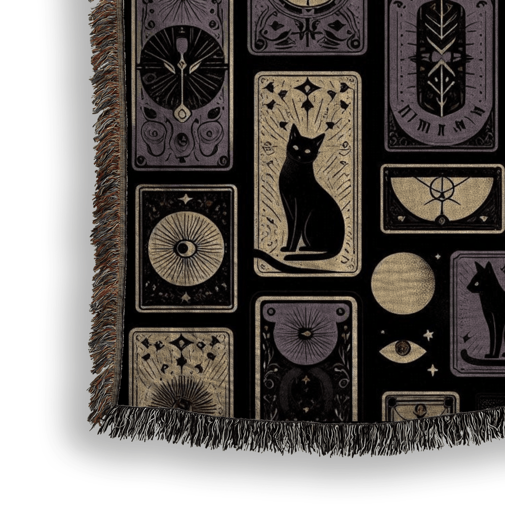 Gothic Black Cat Woven Blanket - Ceelily Inspire