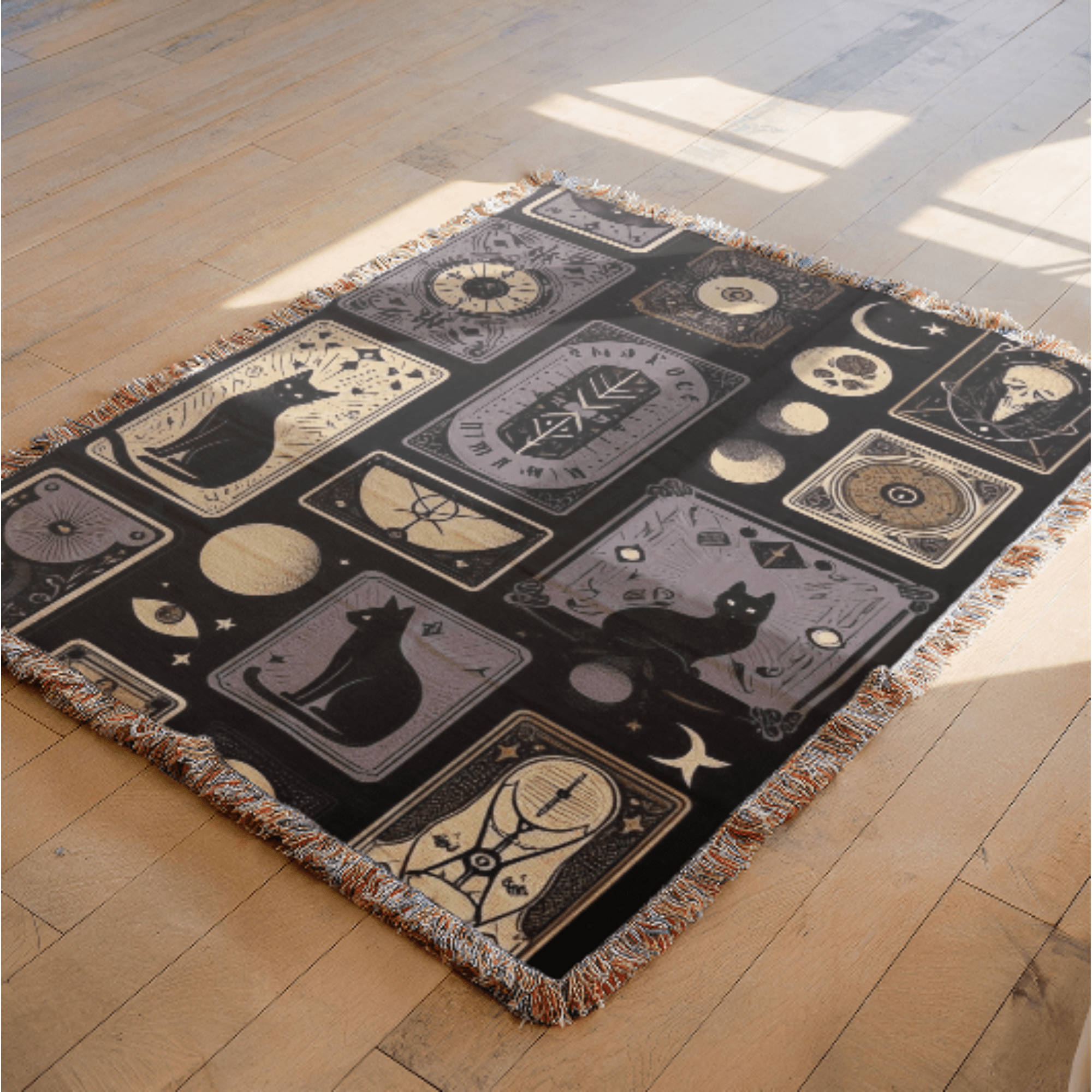 Gothic Black Cat Woven Blanket - Ceelily Inspire