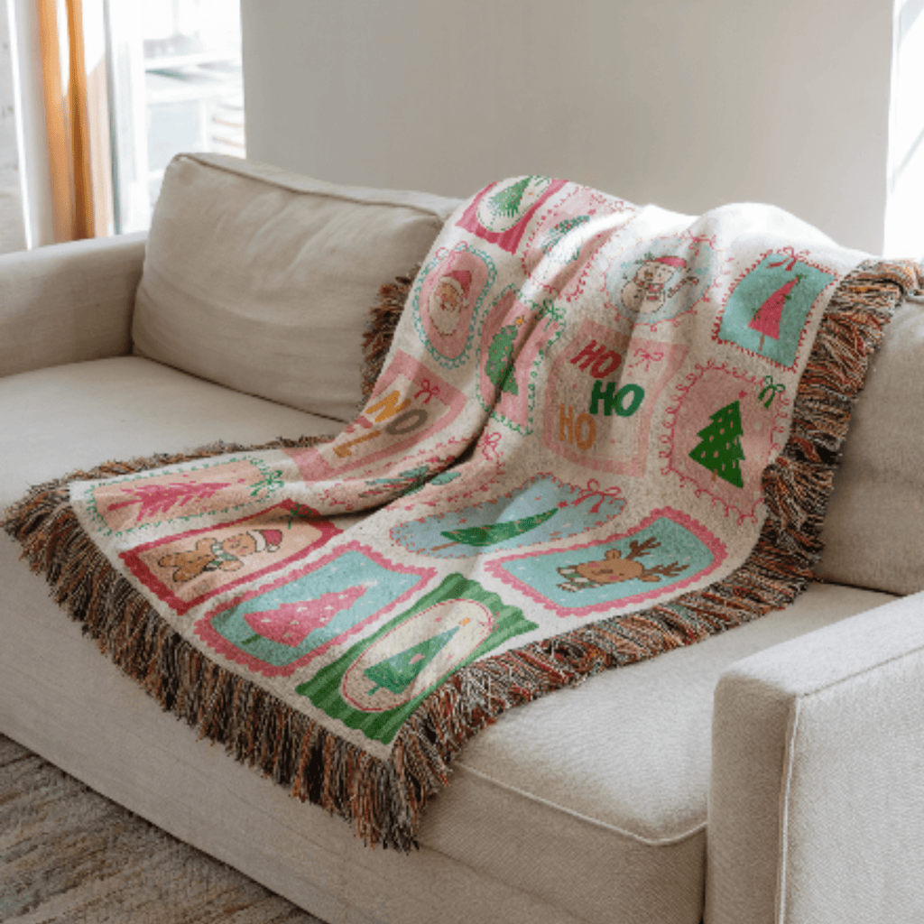 Pink Coquette Christmas Woven Blanket - Ceelily Inspire