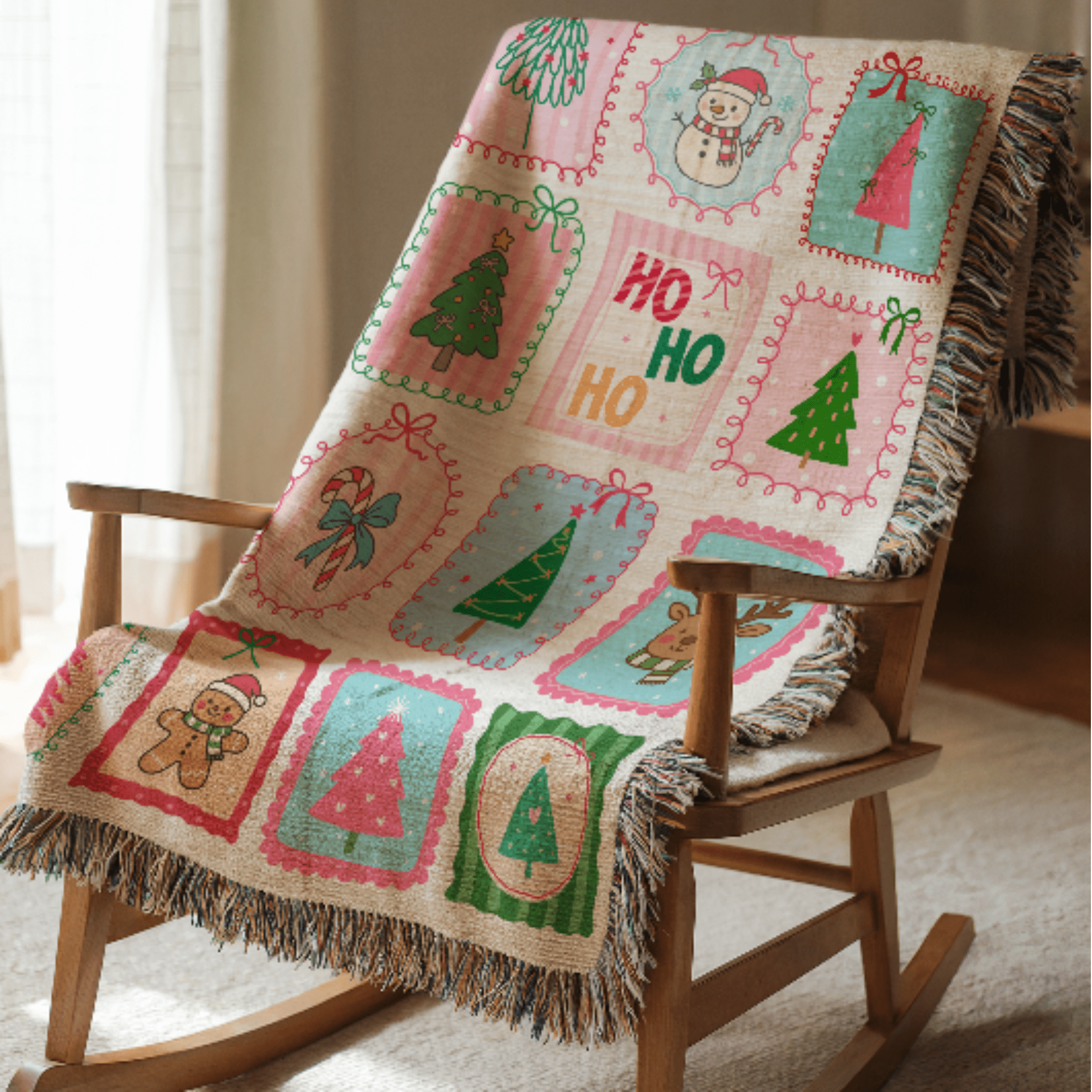 Pink Coquette Christmas Woven Blanket - Ceelily Inspire