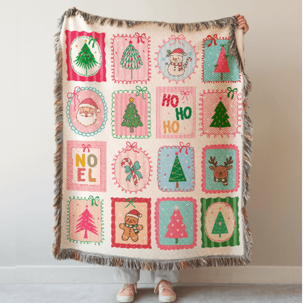 Pink Coquette Christmas Woven Blanket - Ceelily Inspire
