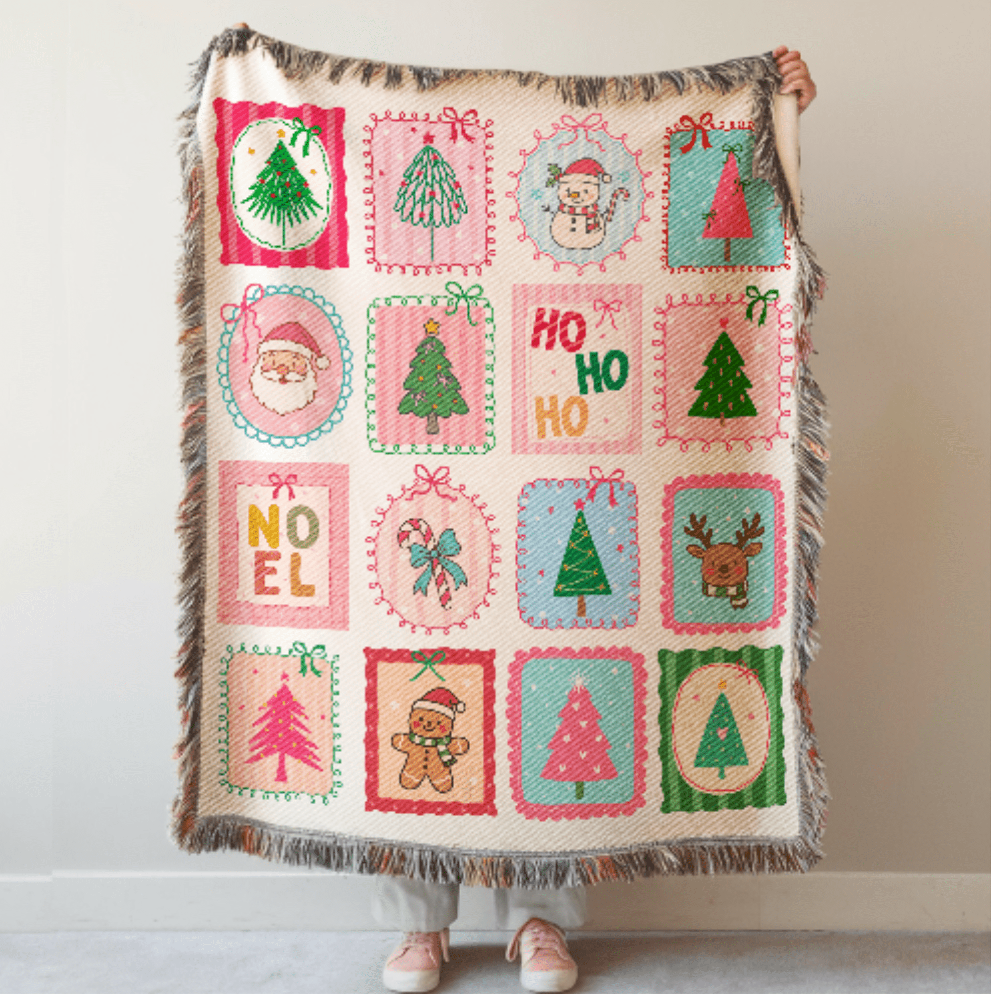 Pink Coquette Christmas Woven Blanket - Ceelily Inspire