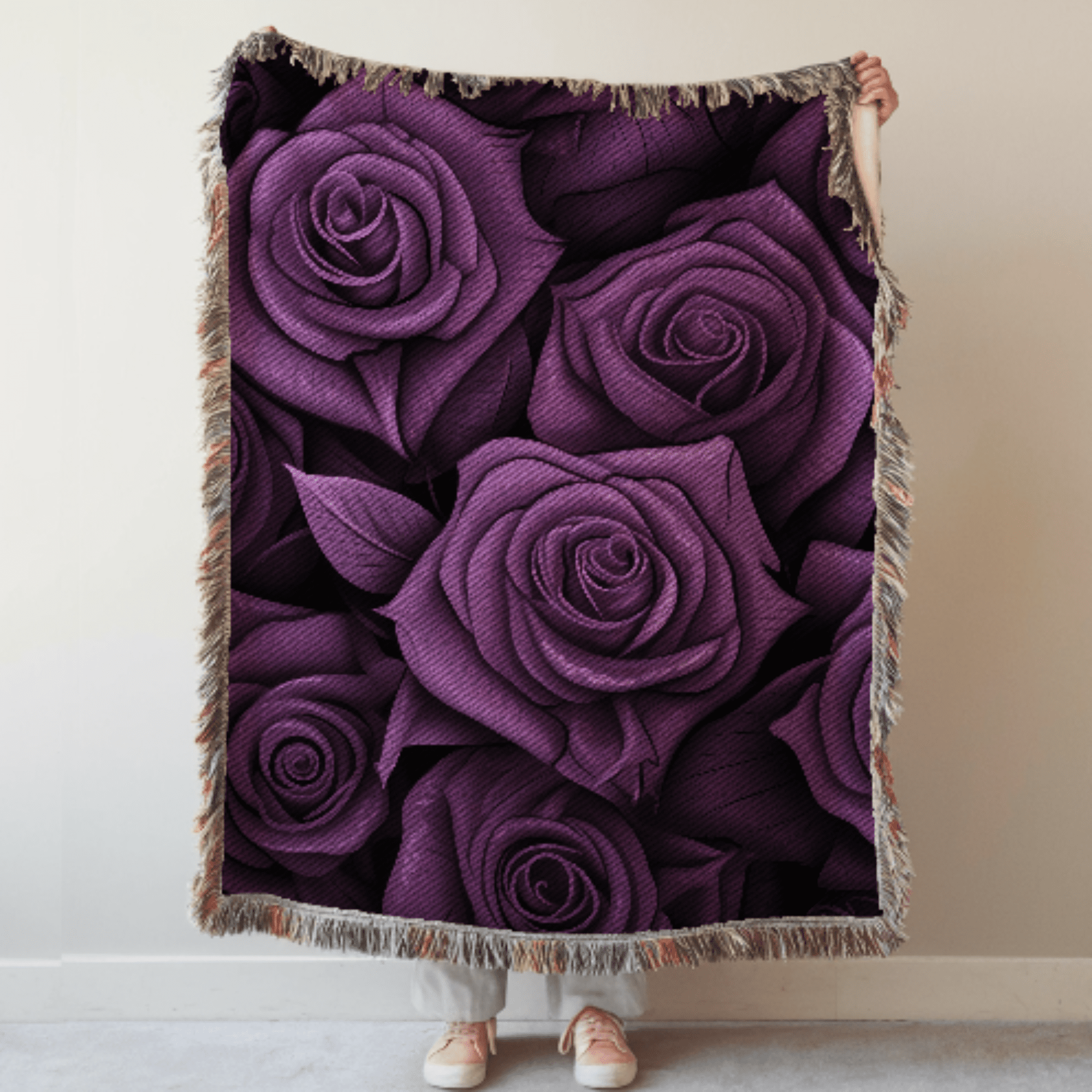 Purple Gothic Rose Woven Blanket - Ceelily Inspire
