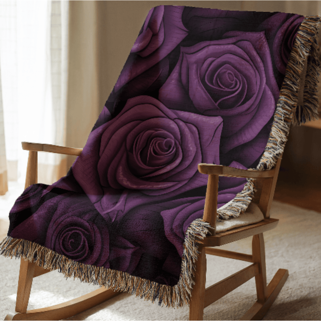 Purple Gothic Rose Woven Blanket - Ceelily Inspire