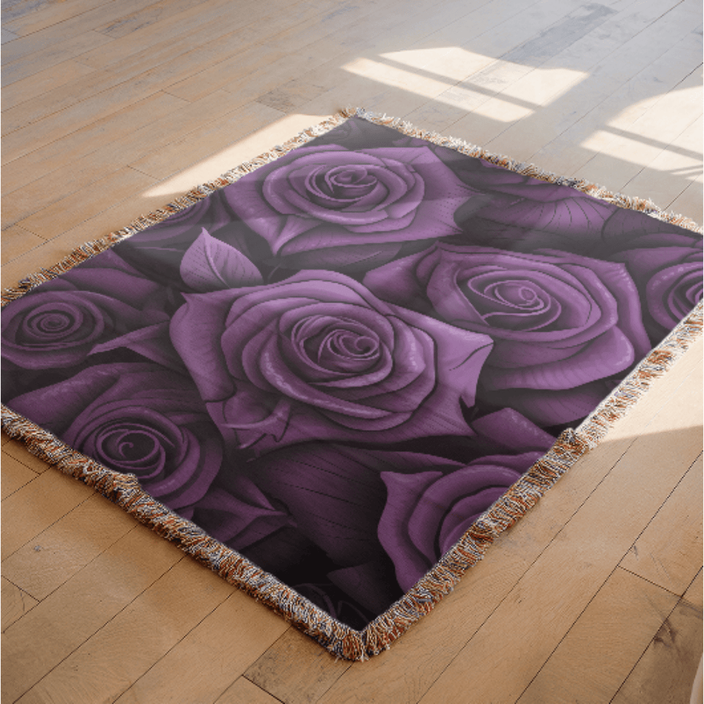 Purple Gothic Rose Woven Blanket - Ceelily Inspire