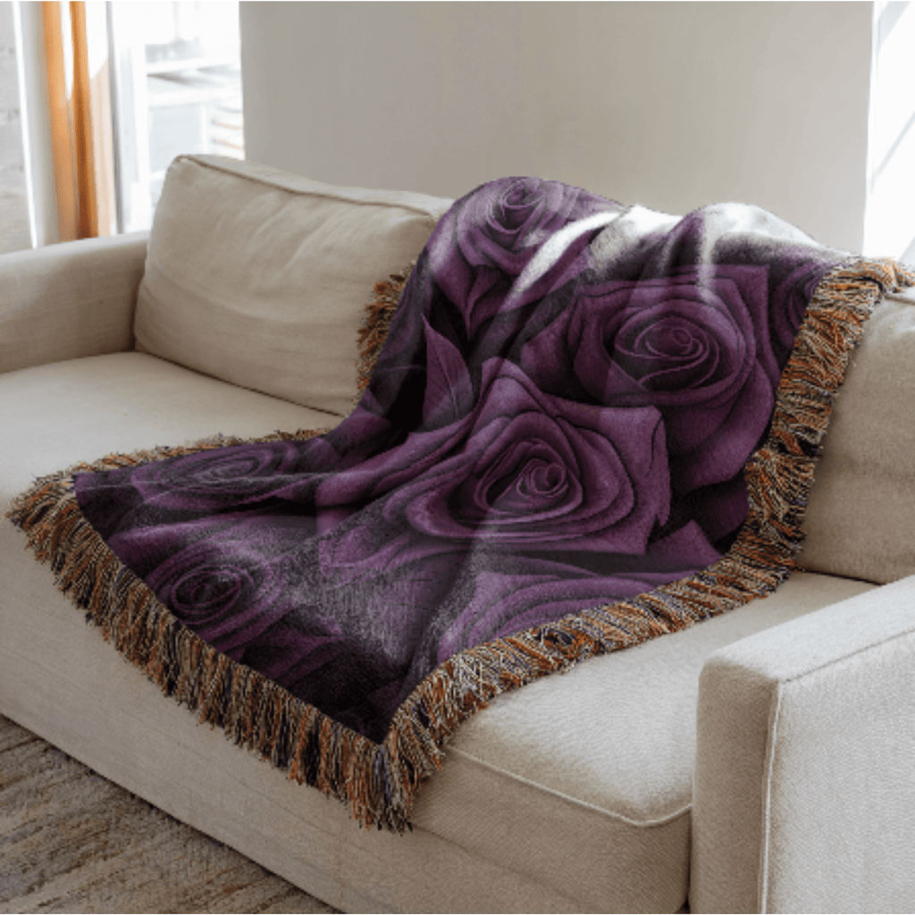 Purple Gothic Rose Woven Blanket - Ceelily Inspire