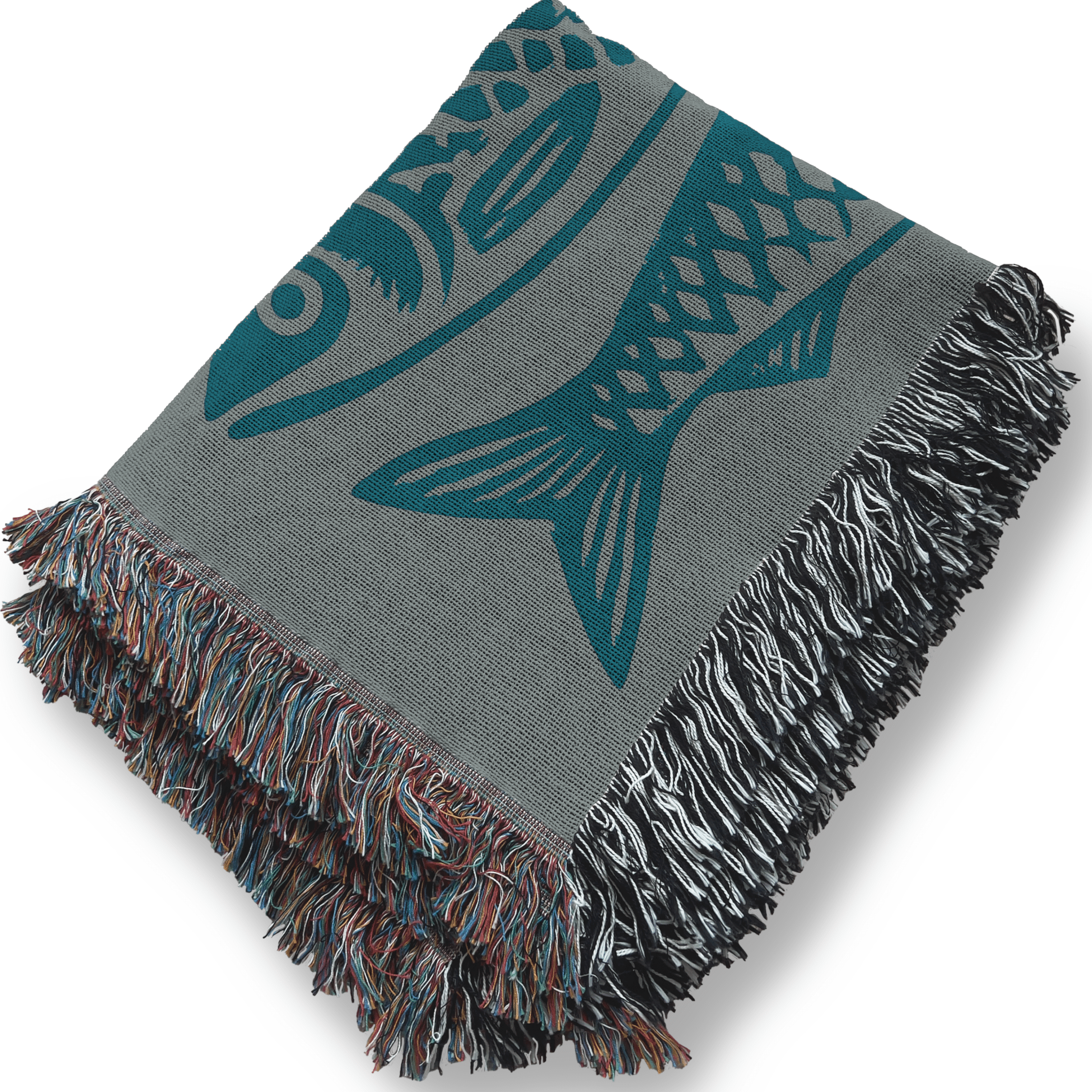 Teal Sardines Fish Woven Blanket - Ceelily Inspire