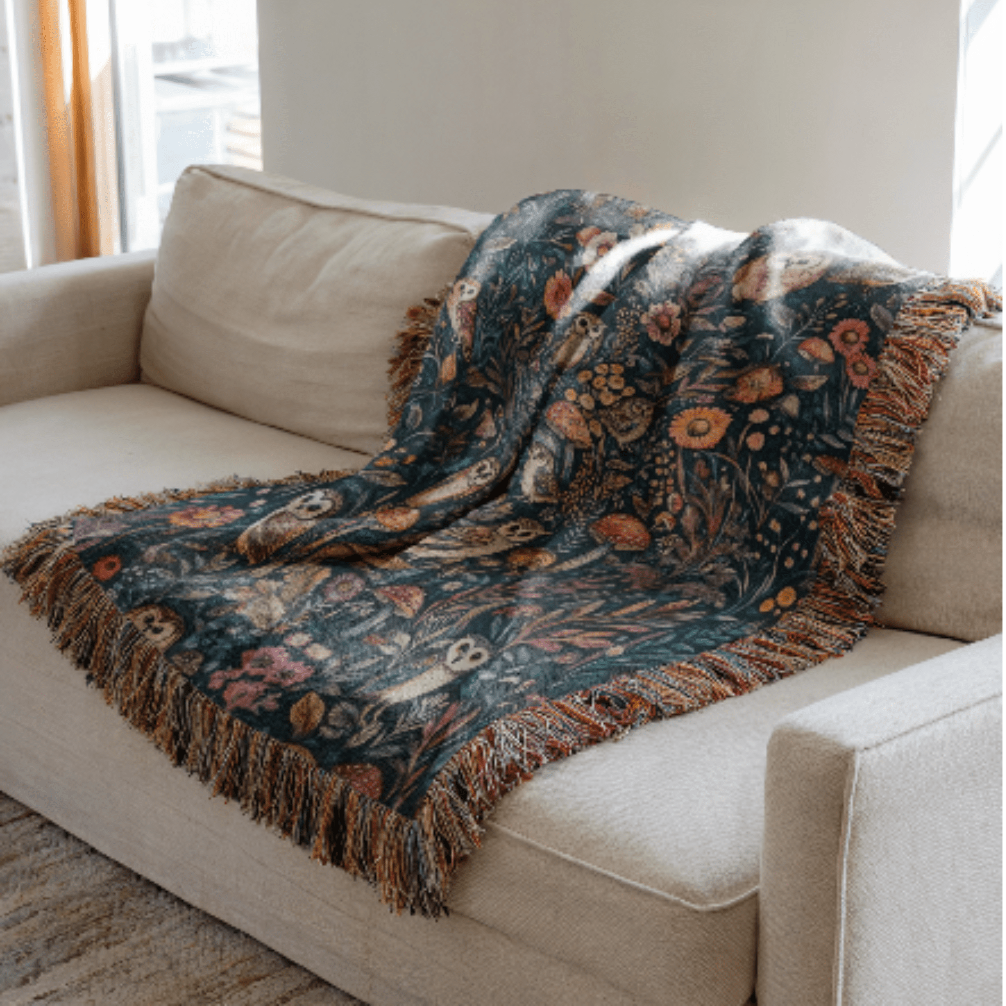 Woodland Owl Woven Blanket - Ceelily Inspire