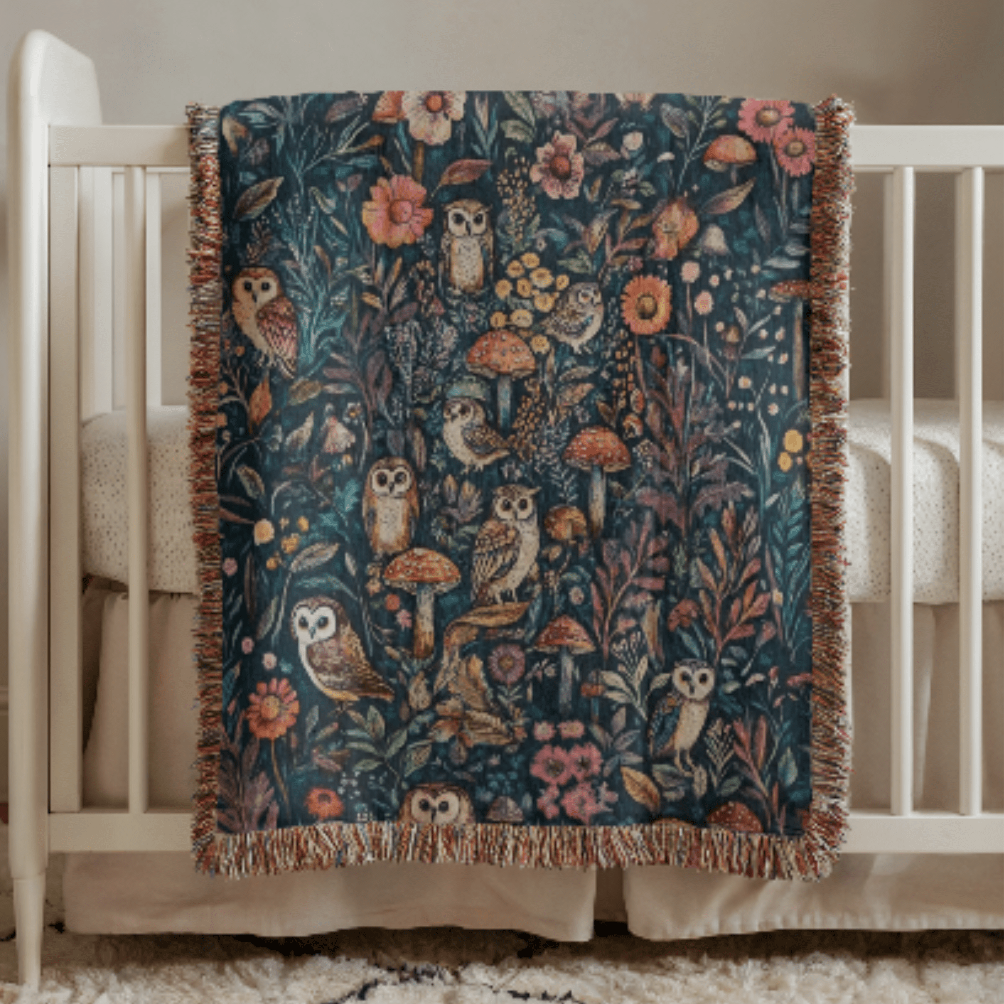 Woodland Owl Woven Blanket - Ceelily Inspire