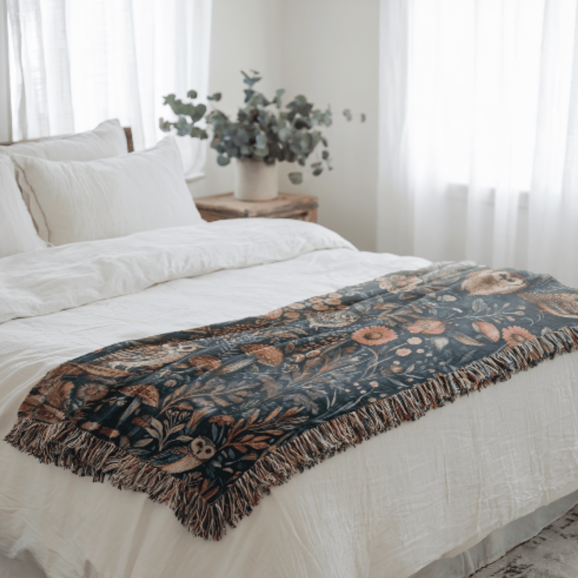 Woodland Owl Woven Blanket - Ceelily Inspire